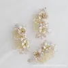 Hair Clips & Barrettes Bridal Wedding Crystal Bride Accessories Leaf Flower Headband Handmade Hairband Beads Decoration Comb For Women