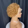 Pixie Cut Wig Short Curly Brazilian Remy Human Hair Wigs 13x1 Transparent Lace Wig för kvinnor