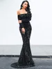 Sexy Off the Shoulder Long Sleeve Sequin Party Dress Evening Maxi Dress Women Bodycon Dress marry 011907
