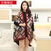 Ny 2020 Kvinnor Vinter Scarf Warmer Sjal Ladies Plaid Blanket Sticka Wrap Cashmere Poncho Capes Kvinna Echarpe