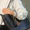 Silicone Wristlet Keychain Bracelet with Leather Tassel Bangle Keyring Large Circle Key Ring Bracelet For Women Girls Gifts w-00401