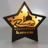 Lumière LED pour Ramadan, décoration islamique, pentagramme en bois, lumière chaude, Eid Mubarak, ornements de table musulmans