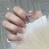 False Nails 24 PCS自然色のネイルの延長パッチの偽セットの防水アート用品が付いている接着剤SANA889 220225