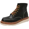 Handmade Genuine Winter leather Retro Work High quality England Style Martin boots Lace up Ankle Boots for men c