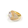 Mens Big Diamond Gold Ring