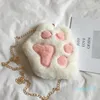 Cute Bear Paw Girls Chain Zipper Wallets Womens Multi Pochette Shoulder Bag Childrens Soft Plush Coin Purse Baby Boys Accessories