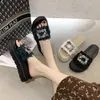 Rhinestones lace Slippers Women Slides Summer Sandals Slippers Thick Soles Flat Platform Female Floral Beach Shoes Flip Flops X1020