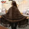 Women039s Fur Cape Natural Mink Scarf vävd i Black Brown Winter Women039S Mink Shawl D9 Mink Shawl6913322