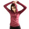 Yoga tops roupas de ginástica feminino com capuz de manga comprida camisa de yoga correndo fitness roupas esportivas roupas de fitness polegar botão sweater7925306