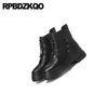 wedge elevator shoes round toe metallic black lace up casual high heel flatform women ankle boots medium platform booties muffin1