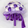 Large Purple Bridal Wedding Bouquet Pearl Bridesmaid Artificial Flowers Buque De Noiva Diamond Bouquets Marriage Gift W2801312V