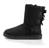 Botas wgg australianas australianas para mulheres preto inverno gravata borboleta pele de neve peludo bota de cowboy tornozelo tornozelo joelho mini bailey