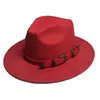 Fedora sombreros de fieltro mujeres hombres sólido con banda cinturón Panamá jazz gorras invierno sombreros cinturón vintage casual formal negro camello mujeres sombreros