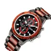 Kunhuang Top Brand Luksusowe drewniane zegarek Stylowe drewniane zegarki Chronograph wojskowe zegarki w drewnie Masculino242f