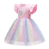 2020 nouvelle fille vêtements d'été arc-en-paillettes princesse robe enfants costume de fête cosplay fantaisie bébé filles robe robe infantil LJ200923