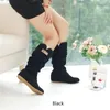 Winter Women Boots Female Round Toe Long Riding Motorcycle Boots Shoes Stylish Flat Flock Shoes Winter Snow Boots Shoes