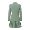 Tweede stuk jurk boetiek zachte stijl hoogwaardige rok set slanke pak jas kort geplooide leger groen licht luxe modekantoor lady1