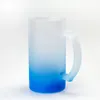 8 Ombre Colors Sublimation Frosted 16oz Glass Mugs in Gradient Color with Coloful Bottom Blanks Heat Transfer Printing Transparent Whiskey Water Bottle DIY Cups