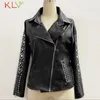 leather jacket women rivet zip streetwear winter jackets long sleeve motorcycle biker black coat outerwear plus size 4 5xl 19nov