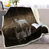 BlessLiving Pug Sherpa Cobertor em camas Animal lance cobertor para crianças cão reflexão colecionada 3d francês bulldog sofa capa 201222