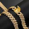 Kedjor 14mm 2 rad Moissanite diamanthalsband för hiphopsmycken 925 Sterling Silver Miami Top Quality Cuban Link Chain