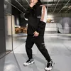 Tracksuit Set Men Spring Autumn Sportswear Suit Hooded Sweatshirts+Pant Hip Hop Patchwork 2PC Set