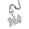 A-Z Custom Name Necklaces Iced Out Blue Zircon Name Pendant Charm For Men Women Gold Silver Color Cubic Zirconia with Rope Chain G300e