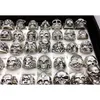 Partihandel 50st/Lot Gothic Big Skull Ring Bohemian Punk Vintage Antique Silver Mix Style Mens Fashion Jewelry S Wmtyjz Luckyhat