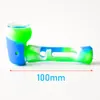 Colorful 4.0inches Silicone Hand Pipe Silicone Smoking Pipe with glass bowl Oil Burner Glass bongs free shipping
