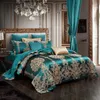 Defina a cama de luxo estilo europeu de seda jacquard conjunto de edredão duplo capa de algodão puro lençóis/travesseiros de linho têxteis caseiros1