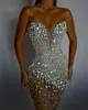 Sparkly Sier Perlen Dubai Abendkleider Lange 2022 Brithday Party Kleid Kristalle Formale Kleider Sexy Robe De Soire Femme 322