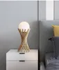 Postmodern Luxury Gold Torch Glass Ball Table Lamp Art Deco Bedroom Bedside Lamps Office Study Desk Led Standing Light Fixture