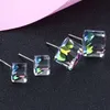 Dames Crystal Cube Stud Oorbellen Sterling Zilver Rood Zwart Diamond Oor Ringen Mode-sieraden Will en Sandy Gift