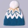 니트 겨울 모자 여성 두꺼운 따뜻한 벨벳 울 퐁퐁 보닛 스키 모자 크리스마스 그라데이션 모피 볼 따뜻한 모자 비니