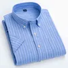 Camicie casual a righe scozzesi in cotone e lino di alta qualità per uomo Camicia estiva a maniche corte con vestibilità regolare, comoda e traspirante G0105