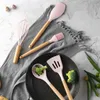 Pembe pişirme aletleri seti premium silikon eşyalar set Turner Tongs Spatula Çorba Kaşığı Yapışmaz Kürek Yağ Fırçası Mutfak Aracı C0927273G