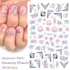 Nieuwe Design 3D Butterfly Sliders Nail Stickers Kleurrijke Bloemen Rood Rose Adhesives Manicure Decals Nail Foils Tattoo Decoraties