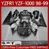 Yamaha YZF-1000 YZF-R1 YZF1000 YZF-R1 YZF1000 YZFR1 98 99 00 01 본체 82NO.170 광택 시안 YZF R1 1000CC 1998-2001 YZF 1000 CC R 1 1998 1999 2000 2000 2001 오토바이 페어링