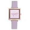 Montres-bracelets carrées pour femmes Nouvelle montre à quartz avec bracelet en cuir froissé pour femme COLOR ten