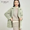 Vimly vrouwen faux bont jas vintage daal kraag vaste kraag vaste dubbele borsten