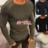 Men Sweater High Street Pleated Slim Fit Knitted Pullover Clothing Casual O-neck Male Wool Jumper Pullover Fashion Sexy