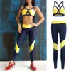 Mulheres traje esportivo de traje de ioga Conjunto de ginástica ginástica kit de treino esportivo de mulher esportiva esportes BRA Leggings Roupas femininas Amarelo T200115