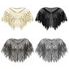 Sjaals Womens Mesh See Through 1920s Retro Bolero Sequin Beaded Avond Shawl Wraps Flapper for Woman Banket Party Dress Cape Cover Up