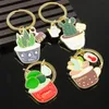 Cactus Keychains Creative Succulent Potted Party Keychain Cartoon Cute Rings Plant Car Key Holder KeyS Finder Bag Pendant Keyrings WQ649-WLL