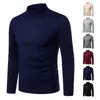 Masculino Gola alta Gola alta Caxemira Malhas Outono Inverno Suéter Quente Grosso Masculino Slim Pulôver Casual Sólido Mangas Compridas Tops