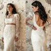 Abiti da sposa a sirena alla moda con scollo quadrato maniche lunghe applicazioni abiti da sposa in pizzo abito da sposa su misura con strascico senza spalline