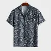 Men's Casual Shirts Men Leopard Printed Chest Pocket Turn Down Collar Short Sleeve Loose Daily Shirt Camisas Para Hombre Drop