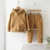 Mom Susy Baby Girl Boy Cotton Clothes Set Hoodie+Jogging 2PCS Warm Fleece Lining Child Sport Loungewear Winter Spring Autumn 211224