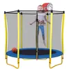 5.5FT Trampolines for Kids 65inch Outdoor & Indoor Mini Toddler Trampoline with Enclosure, Basketball Hoop and Ball Included a25