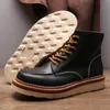 Véritable hiver à la main et en cuir rétro Retro Travail de haute qualité Angleterre Style Martin Boots lacet les bottines de la cheville pour les hommes D